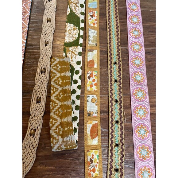 Vintage Belt Lot 7 Boho & Retro Styles Sizes 40” to 47” Macramé Woven Patchwork - Picture 5 of 6